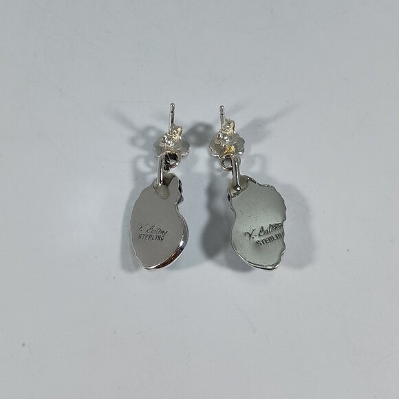 Native America Navajo Sterling Silver Turquoise Post Earring's By Verley Betone - Picture 5 of 7